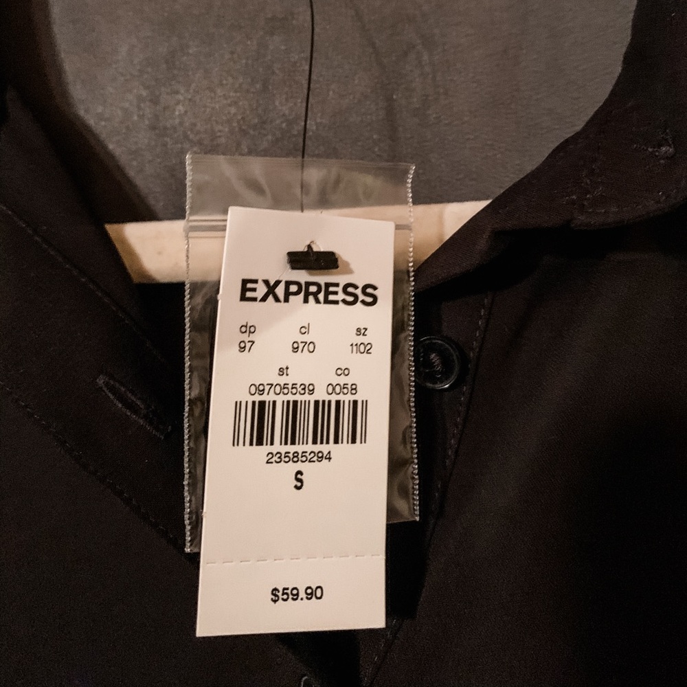 NWT Sheer Black Express Button Down Tunic - Picture 2 of 3